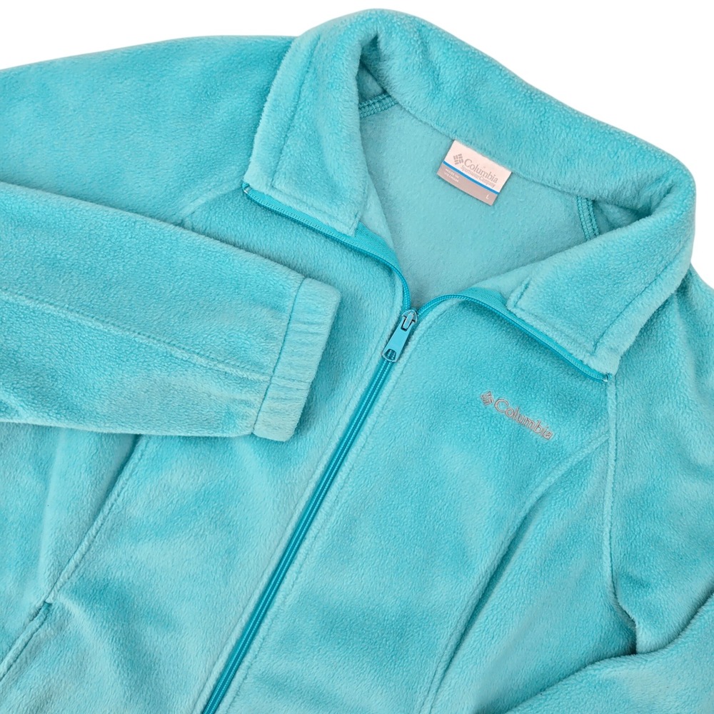 Columbia Large Fleece Full Zip Jacket Womens Turquoise Blue Outdoor Gorpcore